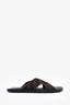 Fendi Brown/Black FF Logo Detail Crossed Slides Size 8 Mens