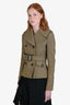 Burberry Brown Herringbone Tweed Double-Breasted Belted Jacket Size 38