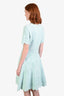 Oscar de la Renta Turquoise Jacquard Knit Fit and Flare Dress Size Small