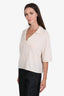 Lisa Yang Cream Cashmere Short Sleeve Polo Sweater Size S