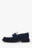Thom Browne Navy/White Leather-trimmed Tweed Loafers Size 36