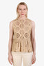 Sea New York Beige Cotton Eyelet Sleeveless Top Size 8