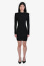 Balmain Black Ribbed Wool Long Sleeve Mockneck Dress Size 38
