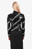Balenciaga 2022 Black/White Sequin Logo All Over Long Sleeve Crop Top Size 38