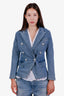 Balmain Blue Cotton Single Breasted Blazer Size 16A