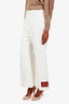 Gucci White Cotton Wide Leg Logo Patch Pants Size 42