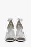 Prada Metallic Silver Crystal Embellished Heeled Sandals Size 38