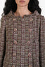Pre-loved Chanel™ 2004 Beige/Burgundy Tweed Embellished Button Jacket Size 42