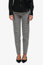 Balenciaga Black/White Checkered Wool Blend High-Waisted Pants Size 36
