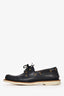 Gucci Navy Blue Leather Web Detail Boat Shoes Size 7.5 Men's