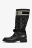 Christian Dior Black Cannage Tweed 'D-Major' Boots Size 39