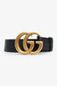 Ceinture épaisse GG Marmont Gucci en cuir grainé noir, taille 85/34