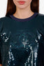 Pre-loved Chanel™ 23C Green Sequin CC Cropped Top Size 38