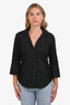 James Perse Black Cotton Three Quarter Sleeve Top Size 4