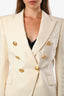 Balmain White Wool Double Breasted Shoulder Padded Blazer Size 38
