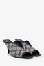Gucci Navy/Beige Canvas GG Supreme Crystal Embellished Heels Size 37
