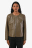 Lafayette 148 Taupe Lambskin Leather Zip-Up Jacket Size Medium