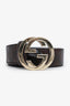 Gucci Brown Leather Interlocking GG Logo Belt Size 85