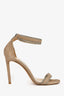 Jimmy Choo Beige Suede Crystal Detail Ankle Strap Heels Size 37.5