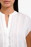 Vince White Stripe Deep-V Neck Short Sleeve Top Size S