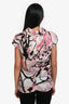 Pre-loved Chanel™ Pink/Black Silk Abstract Floral Printed Blouse Size 40
