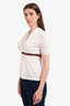 Gucci White Web Detail V-Neck T-Shirt Size S
