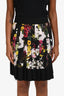Dolce & Gabbana Black/Multicolour Silk Floral Print Pleated Skirt Size 42