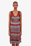 Missoni Red/Multicolour Metallic Stripe Sleeveless Mini Dress Size 42