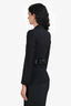 Dolce & Gabbana Black Wool Single Breasted Satin Sash Belt and Lapel Blazer Size 36