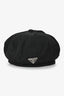 Prada Black Re-Nylon Triangle Logo Newsboy Hat Size M