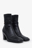 Saint Laurent Black Leather Square Toe Heeled Logo Ankle Boots Size 41