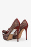 Valentino Red Satin Lace and Bow Heels Size 36