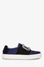 Roger Vivier Navy Satin Crystal Embellished Buckle Slip On Sneakers Size 36.5