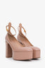 Valentino Nude Patent Leather Tan-Go Platform Heels Size 41