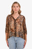Ba&sh Beige Python Print Sheer Blouse Size 2