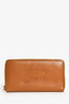 Gucci Brown Leather Embossed Logo Zip Around Wristlet Wallet