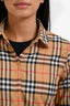 Burberry Tan Cotton Novacheck Button-Up Long Sleeve Top Size 4