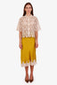 Doen Yellow Silk Lace Midi Skirt Size XXL