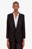 Saint Laurent Black Wool Jacket with Leather Collar Size 38