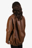 Tibi Brown 'Aviator' Leather Oversized Bomber Size M
