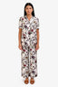 Christian Dior White/Multi Silk Floral Short Sleeve Top + Pant Set Size 2