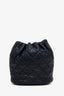 Pre-loved Chanel™ 24P Black CC Quilted Leather Drawstring Bucket Bag