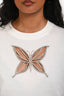 Maje White Crystal Embellished Butterfly Cut-Out T-Shirt Size 1