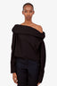 Lemaire Black Cotton Long Sleeve Off The Shoulder Top Size 42
