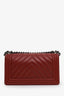 Pre-loved Chanel™ 2014-15 Burgundy Calfskin Chevron Quilted Medium Boy Flap Bag