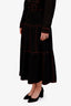 Gucci Black/Red Contrast Stitch Tiered Skirt with Belt Size 38
