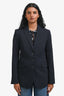 Armani Collezioni Navy Blue Wool Triple Breasted Blazer Size 4