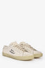 Saint Laurent Cream Canvas Logo Distressed Sneaker Size 37