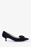 Prada Navy Suede Bow Detail Kitten Heels Size 39.5
