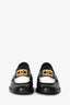 Pre-loved Chanel™ Black/White Brushed Leather CC Logo Loafers Size 38C